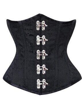 Authentic Steel Boned Brocade Underbust Corset with Silver Clasps